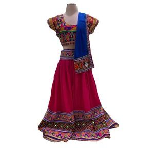Women's 3 Piece Pink & Blue Indian Chanya Choli